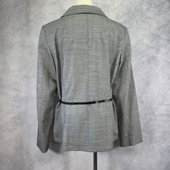 Vintage Pendleton Blazer Womens 14 Gray Virgin Wool Twill Belted Career Coat USA - Picture 5 of 16